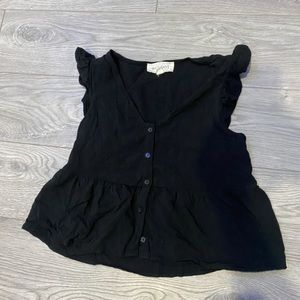 Black Button Up Crop Top